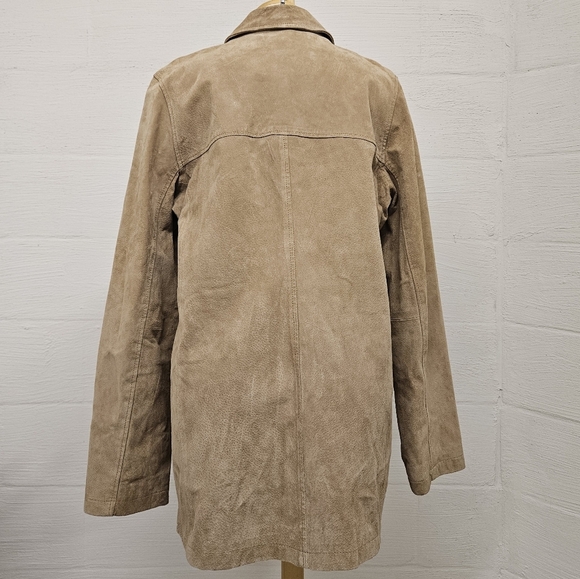Moda International 90s Suede Leather Jacket in Camel Size Large Tall - Picture 4 of 12